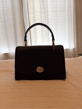 Coach Tilly Black Leather Bag with gold hardware